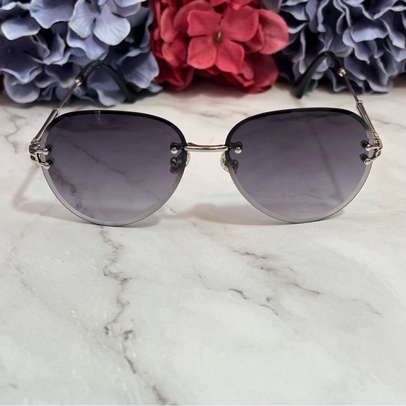 KINGSEVEN Retro Purple Gradient Rimless Teardrop Sunglasses - Picture 6 of 16